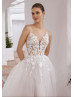 Ivory Lace Tulle V Back Hidden Slit Sexy Wedding Dress Ivory Lace Tulle V Back Hidden Slit Sexy Wedding Dress